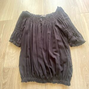 ZARA - Elegant Black Boho Off-Shoulder Women's Top Size XS